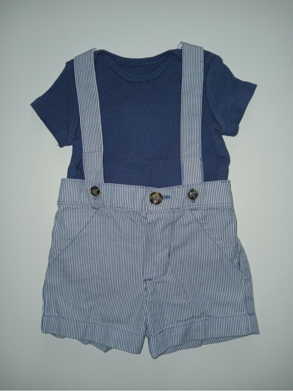 carter’s 3m suspender romper navy striped shorts